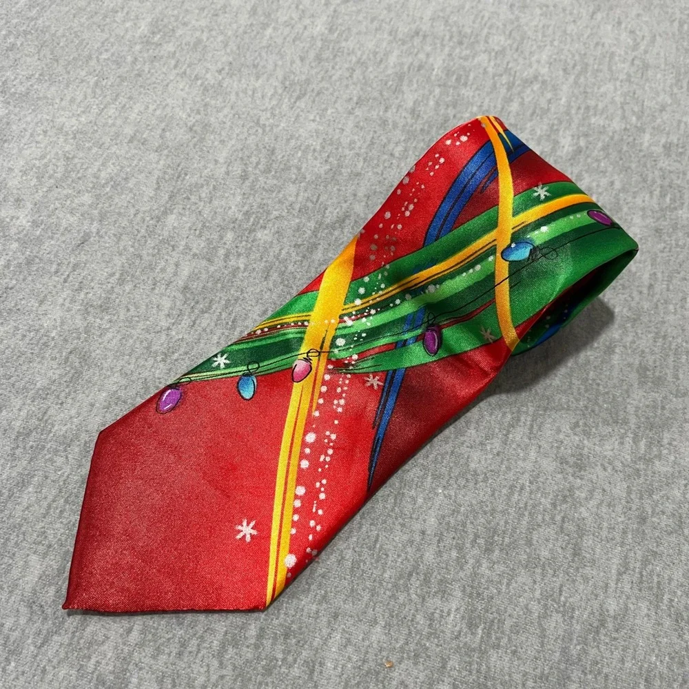 Jerry Garcia Christmas Tie Mens Red Capillaries Collection 62 Holiday Light Silk